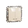 Sedna Design, Intrerupator dublu cu indicator luminos albastru, bej