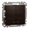 Sedna Elements, Intrerupator dublu cu indicator luminos albastru, wenge