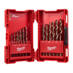 Set 10 buc burghie RED COBALT - HSS Șlefuit - DIN 338 
