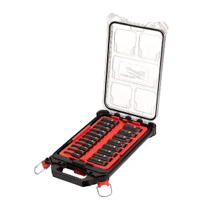 Set organizator PACKOUT™ cu chei tubulare ⅜″ lungi SHOCKWAVE™ IMPACT DUTY (19 buc)