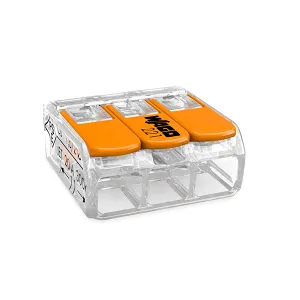 Clema de doza, 3 poli, conductor flexibil sau rigid, 4 mm, transparent