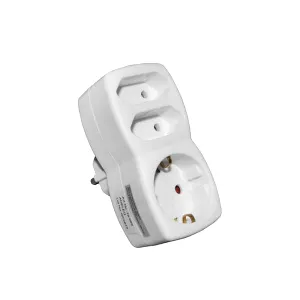 Stecher Schuko cu 3 iesiri (1 Schuko la bipolare + Schuko)