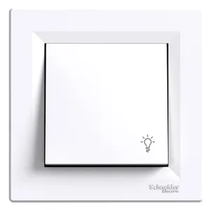 Asfora, Intrerupator cu revenire simbol lumina, 10A alb, fara surub