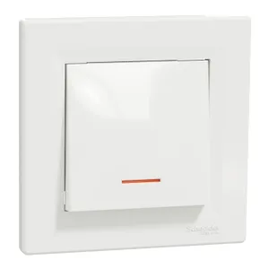 Asfora, Intrerupator simplu cu lampa de localizare, 10A, alb, fara surub