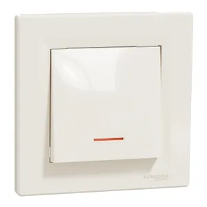 Asfora, Intrerupator simplu cu lampa de localizare, 10A, crem, fara surub