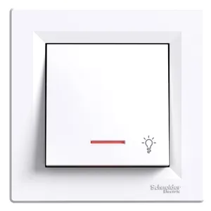 Asfora, Intrerupator cu revenire simbol lumina si lampa de localizare, fara surub, 10A alb