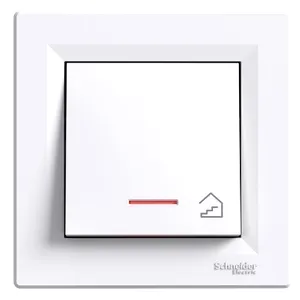 Asfora, Intrerupator cu revenire simbol scari si lampa de localizare, 10A, cu surub, alb