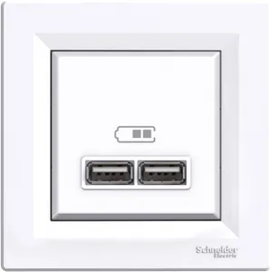 Asfora, Priza dubla incarcare USB 2.1A, alb