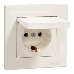 Asfora, Priza simpla cu capac, 2P+E, 16A, crem