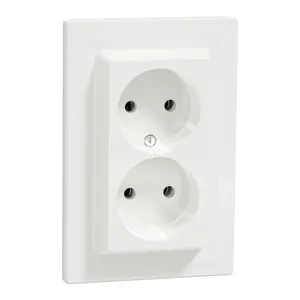 Asfora, Priza dubla 2P, 16A, alb