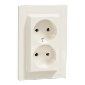 Asfora, Priza dubla 2P, 16A, crem