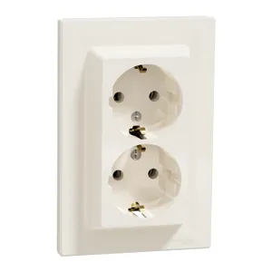 Asfora, Priza dubla 2P+E St German, 16A, crem