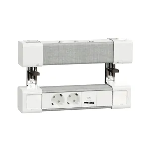 Unica system+, Unitate dubla 2xpriza 2P+E+USB A/C, alb/gri