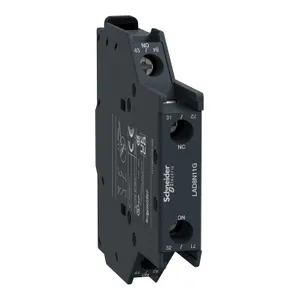 Auxiliary contact block, TeSys Deca, 1NO + 1NC, side mounting, screw clamp terminals, EN 50012