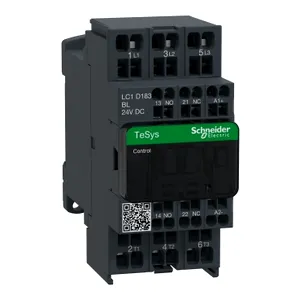 Contactor, TeSys Deca, 3P(3 NO), AC-3/AC-3e, 0 to 440V, 18A, 24VDC low consumption coil, spring