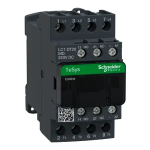 Contactor, TeSys Deca, 4P(4 NO), AC-1, 0 to 440V, 20A, 220VDC standard coil