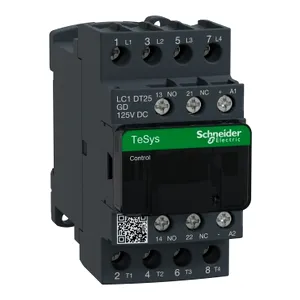 TeSys Deca contactor,4P(4NO),AC-1,<=440V 25A,125V DC standard coil