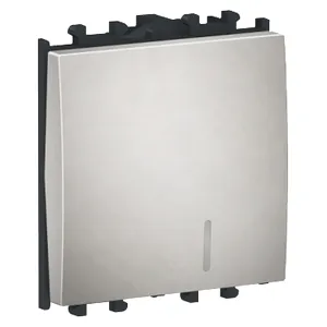 Easy Styl, Intrerupator cu revenire, indicator luminos, 2M, argintiu