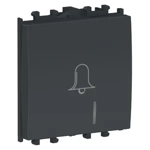 Easy Styl, Intrerupator cu revenire, indicator luminos, simbol sonerie, 2M, negru