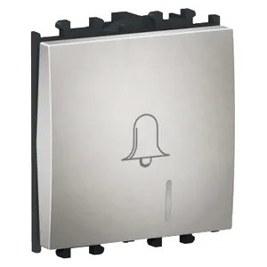Easy Styl, Intrerupator cu revenire, indicator luminos, simbol sonerie, 2M, argintiu