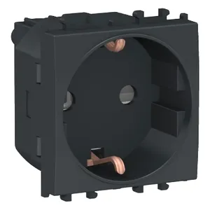 Easy Styl, Priza 2P+E, obturatoare, 2M, negru