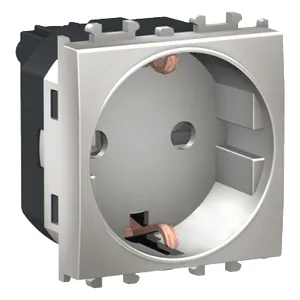 Easy Styl, Priza 2P+E, obturatoare, 2M, argintiu