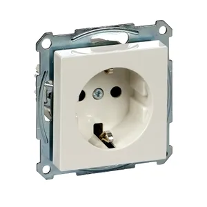 Priza Schuko, Obturator, Borne fara surub, Alb Polar, Lucios, Sistem M