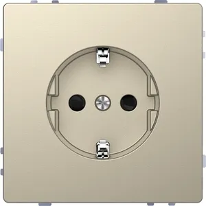 Socket-outlet, Merten System Design, 2P + E, 16A, Schuko, shutter, screwless terminals, matt, varnished, sahara