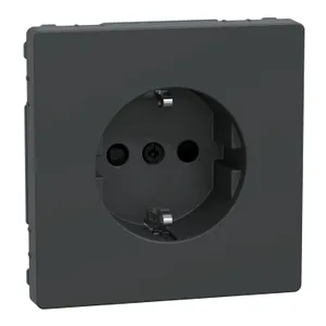 Socket-outlet, Merten System Design, 2P + E, 16A, Schuko, shutter, screwless terminals, matt, varnished, anthracite