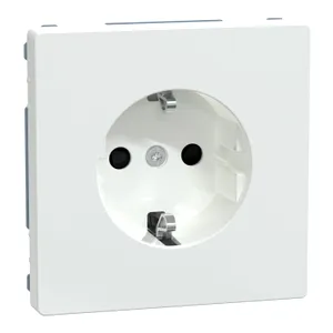 Socket-outlet, Merten System Design, 2P + E, 16A, Schuko, shutter, screwless terminals, matt, lotus white