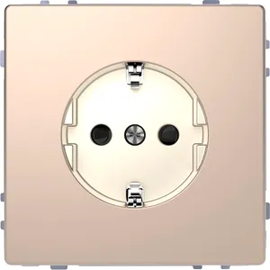 Socket-outlet, Merten System Design, 2P + E, 16A, Schuko, shutter, screwless terminals, matt, varnished, champagne