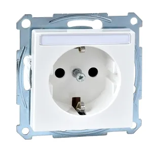 Priza Schuko cu Eticheta, Obt., Borne pentru surub, Alb Polar, Lucios, Sist. M