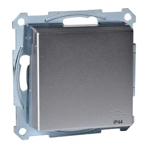 Priza Schuko cu Capac cu Balama, Ip44, Obt., Borne pentru surub, Aluminiu, Sistem M