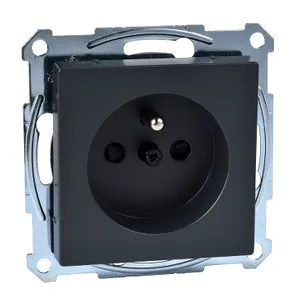 Socket-outlet with pin earth, shutter, screw terminals, anthracite, System M