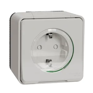 Mureva priza 2P+E, obturatoare, fara surub, PT alb