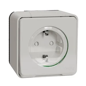 Mureva priza 2P+E, obturatoare, PT alb