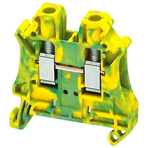 Bloc terminal cu surub, cu impamantare, 2 pct, 6 MM, verde-galben