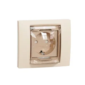 Noua Unica, Priza 2P+E IP44 obturatoare+capac, bej