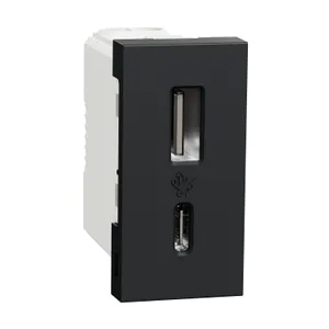 Noua Unica, Priza USB 1m tip A + C (15W), antracit