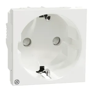 Noua Unica, Priza 2P+E 16A, obturatoare, alb antibacterian