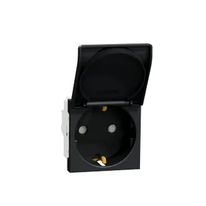 Noua Unica, Priza 2P+E 16A, capac, obturatoare, antracit