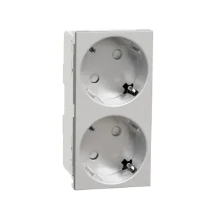 Noua Unica, 2xPriza modulara 2P+E, fara surub, aluminiu