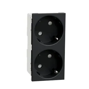 Noua Unica, 2xPriza modulara 2P+E, fara surub, antracit