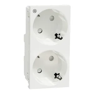 Noua Unica, 2xPriza modulara 2P+E, alb antibacterian