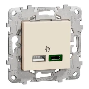 Noua Unica, Incarcator rapid USB dublu A+C 45W, bej