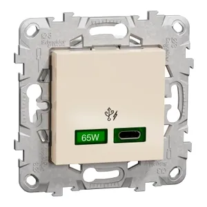 Noua Unica, Incarcator USB C 65W 2 module, bej