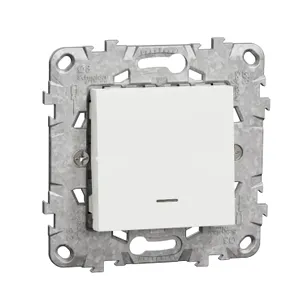Noua Unica, Intrerupator simplu 10A LED localizare, cu suport fixare si gheare, alb