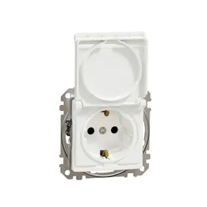 Sedna Design, Priza 2P+E cu obturatoare si capac, fara surub, alb