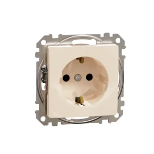 Sedna Design, Priza 2P+E cu obturatoare, fara surub, bej