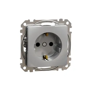 Sedna Design, Priza 2P+E cu obturatoare, aluminiu